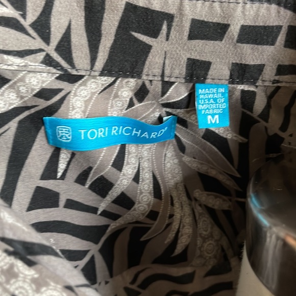 COPY - TORI RICHARD Sz M Navy/Green Cotton Lawn Tropical Leaf Hawaiian Shirt~Mi… - Picture 6 of 10